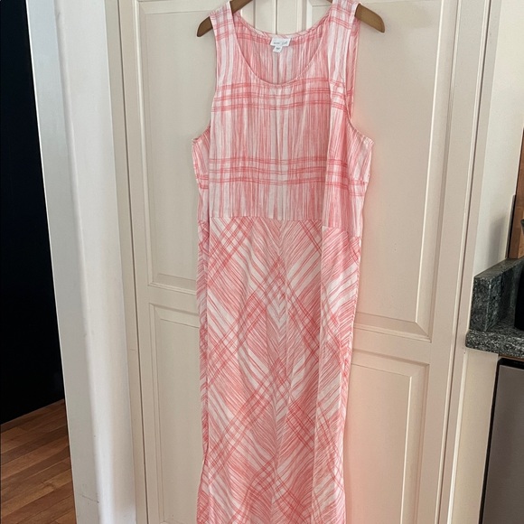 J. Jill Pink Plaid Sleeveless Maxi Dress - Picture 1 of 4